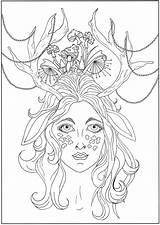 Lady Colorare Adulti Malbuch Erwachsene Adultos Coloriage Biche Urielle Trinity Sleeveless Collar Justcolor sketch template