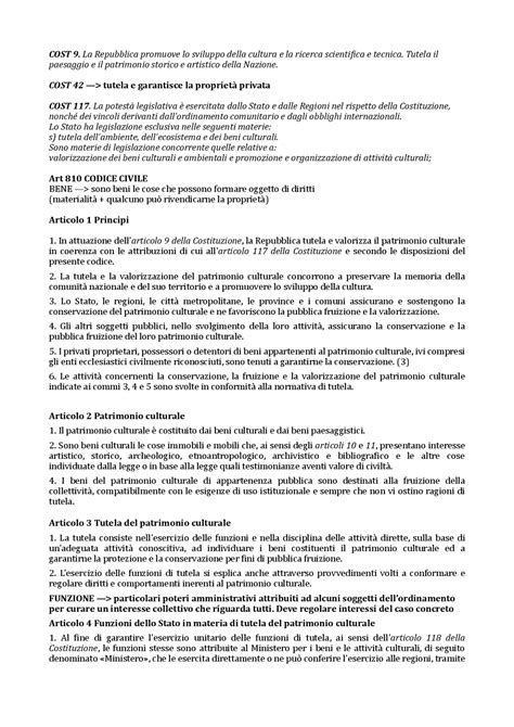 Articoli Esame Di Legislazione Dei Beni Culturali Docsity