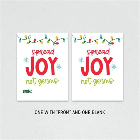 spread joy  germs gift tag instant  etsy