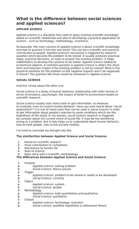 social science  applied social science