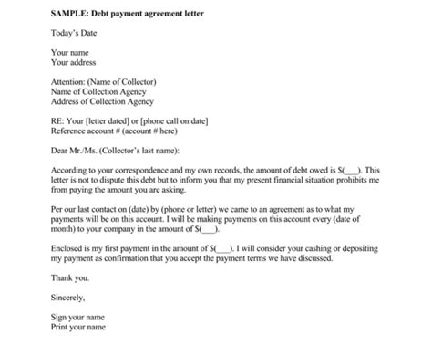 debt letter template  samples  word