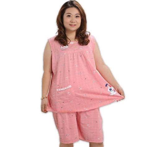 Plus Size Cotton Short Pajamas Sets Women Sleeveless Xxxxxl 130kg