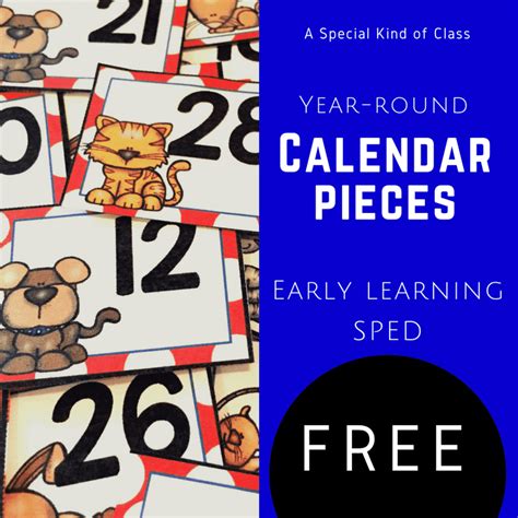 printable calendar pieces  start  year   classroom