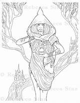 Coloring Druid Book Pages Gothic Fantasy Skull Elvenstarart sketch template