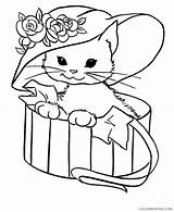 Cute Coloring4free Cats 2021 Coloring Pages Printable Girls Flowered Hat Wear sketch template
