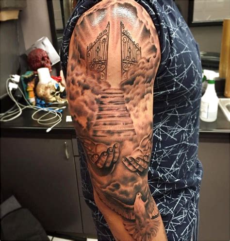 spiritual upper arm  sleeve tattoos  men  tattoo ideas