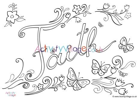 faith word colouring page