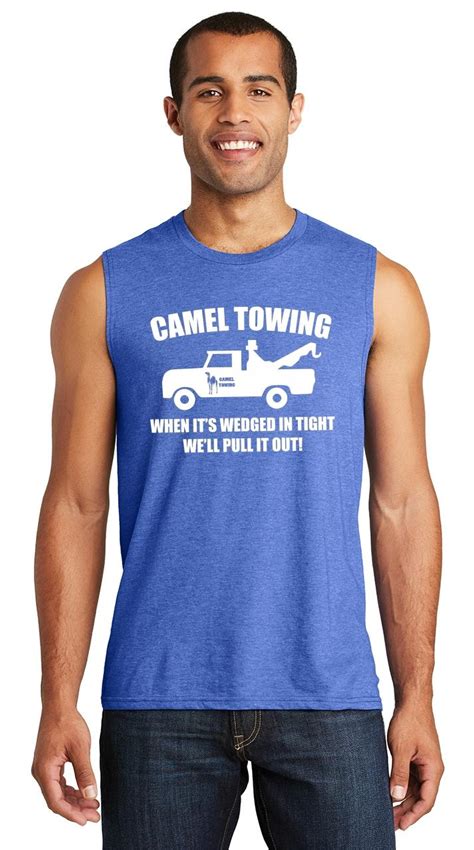 mens camel towing rude humor funny shirt muscle tank truck