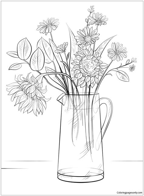 bouquet  flowers coloring page  printable coloring pages