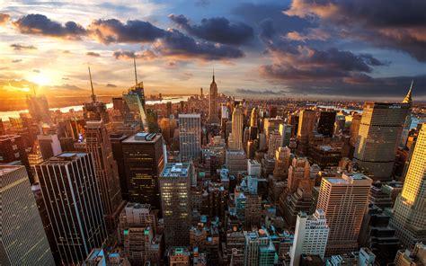 landscape cityscape building sunset usa  york city wallpapers