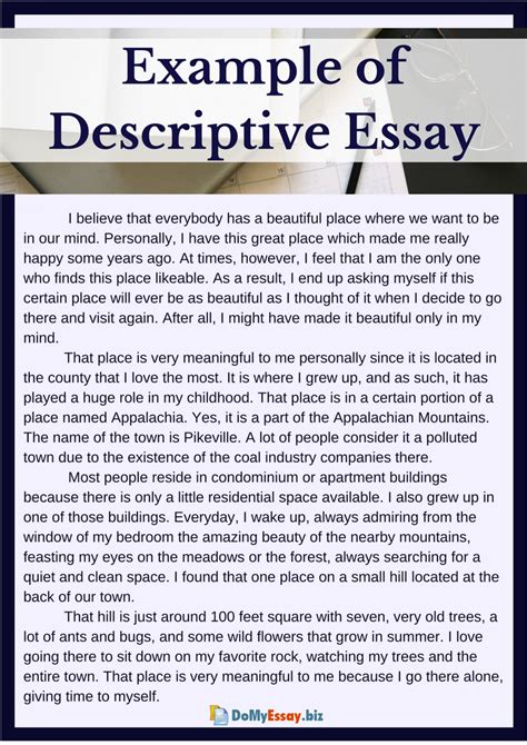 sample descriptive essay   document template