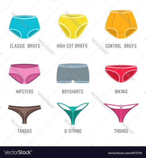 female underwear panties types flat icons vector image