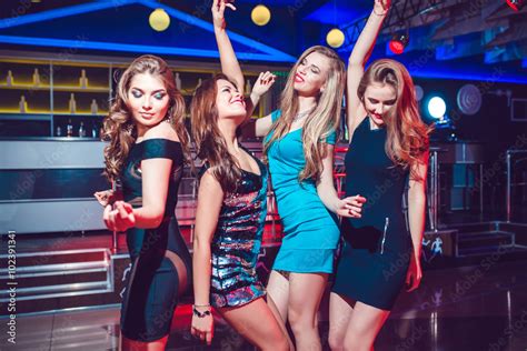 Beautiful Girls Having Fun At A Party In Nightclub Foto De Stock