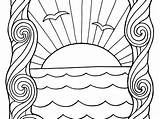 Sunset Coloring Pages Ocean Printable Colouring Color Print Getcolorings Colorings Popular sketch template