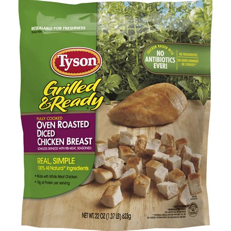 tyson grilled ready fully cooked oven roasted diced chicken breast