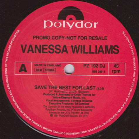 Vanessa Williams Save The Best For Last Vinyl 12 45