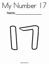 Number 17 Coloring Seventeen Writing Practice Word Outline Color Envelopes Many Tracing Twistynoodle Built California Usa Print Noodle sketch template