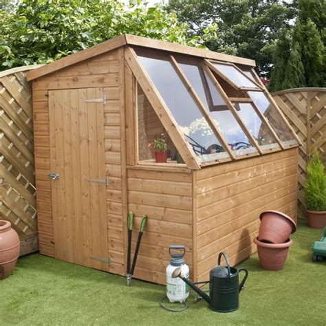 shiplap single door potting shed wooden greenhouse
