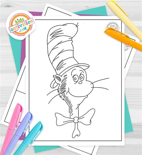 fun  printable cat   hat coloring pages kids activities blog