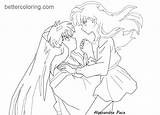 Coloring Inuyasha Kagome Pages Kids Printable sketch template
