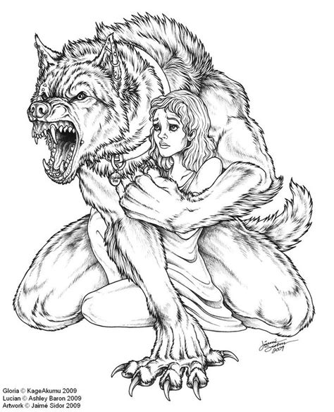 drawings werewolf characters printable coloring pages