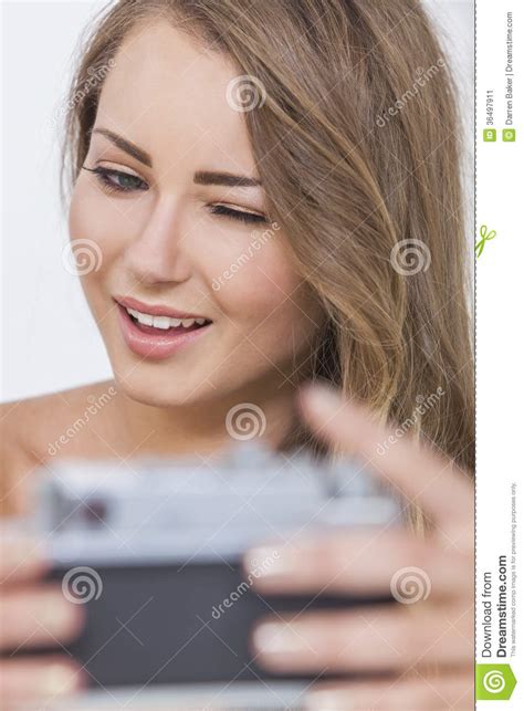 winking girl woman taking selfie picture stock image image 36497911