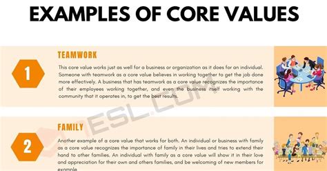 core values  important examples  core values esl   core values personal core