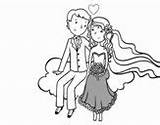 Sposi Nuvola Casados Disegni Nube Damas Honra Casamentos Anillo Compromiso Recién Utente Registrato Acolore Recien sketch template