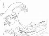 Wave Hokusai Template sketch template