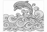 Dauphin Imprimer Erwachsene Dauphins Delfini Delfine Vagues Coloriages Animaux Adultes Dolphin Delfines Dolphins Fur Delfin Difficiles Adulti Malbuch Malvorlage Mandalas sketch template