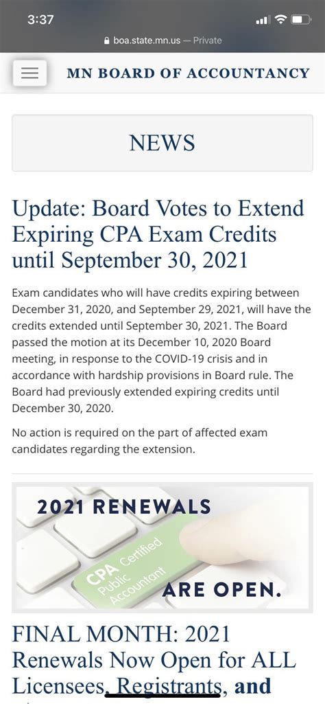 mn board credit extension  credit expiring  september  extended   huge rcpa