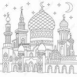 Mosque Coloring Drawing Pages Islamic Ramadan Outline Castle Adult Oriental Colouring Kids Printable Turkish Crescent Sketch Para Sheets Colorear Et sketch template