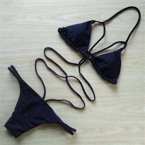 Black Wine Red Bikini Set Swimsuit Micro Thong Bikinis Women S Swimming