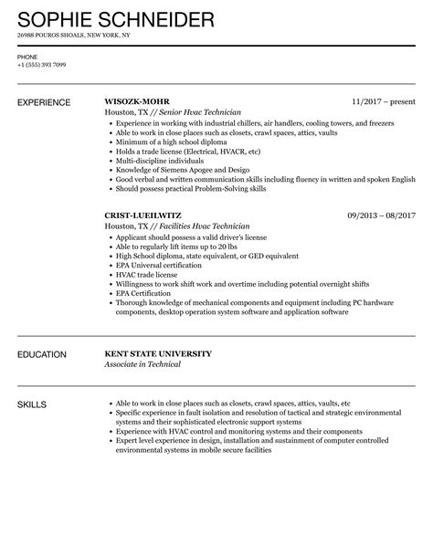 hvac technician resume