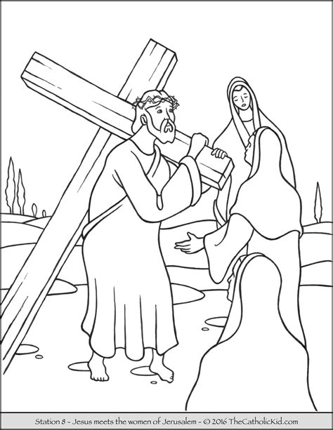 jesus carrying  cross coloring pages  getcoloringscom