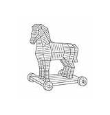 Horse Trojan Coloring Vector Book Royalty sketch template