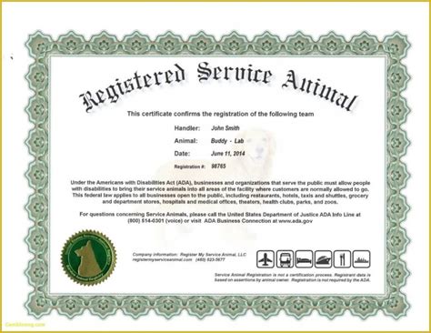 fillable downloadable  printable service dog certificate fillable
