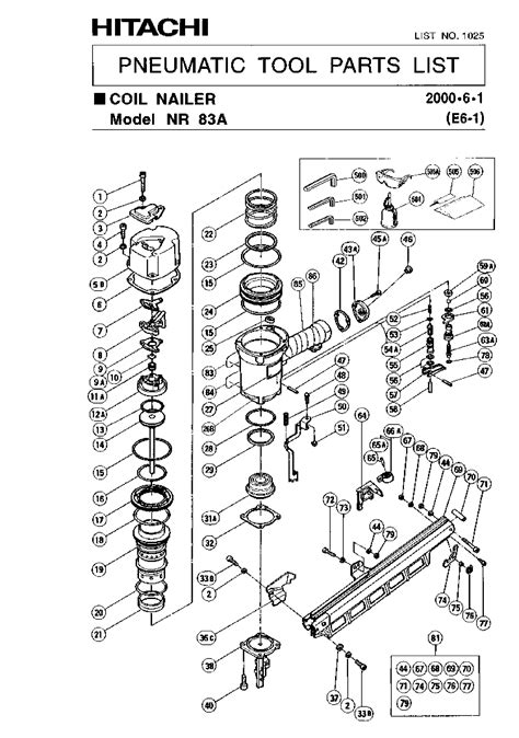 hitachi nra full  head framing nailer model schematic parts diagram toolbarncom