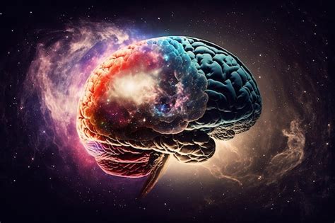 premium photo glowing multicolored brain  outer space