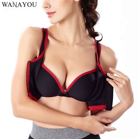 wanayou front zipper push up sports bras s xl shockproof padded