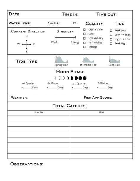 fishing log book  printable fishing log book etsy