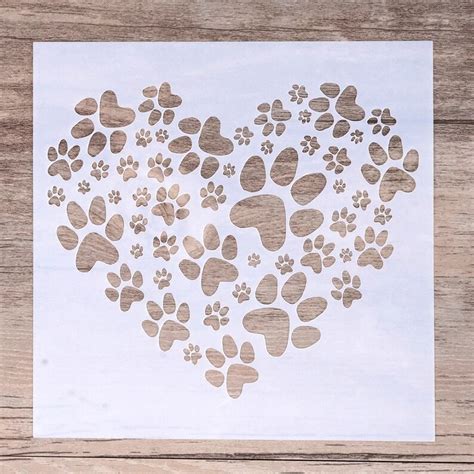 paw print heart stencils  scrapbooking stamping diy decor etsy