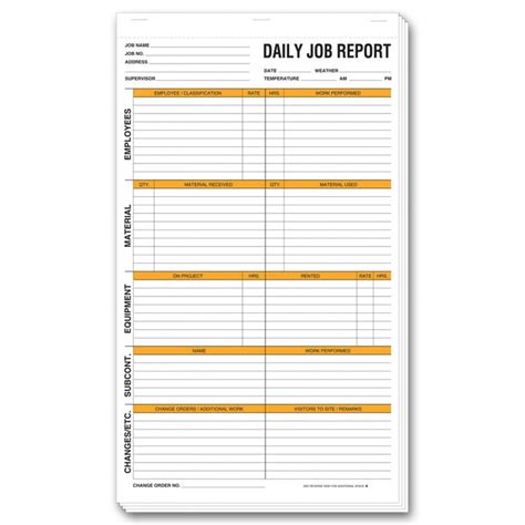 daily job report forms   print ez