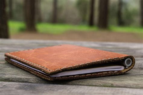 personalized leather field notes cover rustic brown galen leather