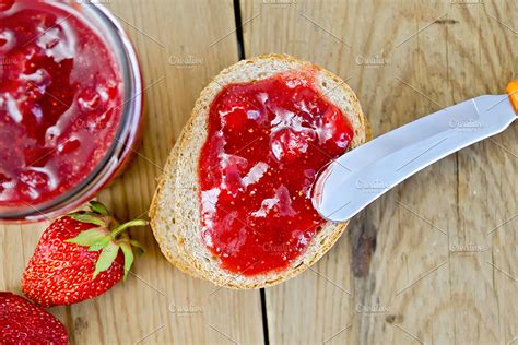 Bread With Strawberry Jam High Quality Food Images ~ Creative Market