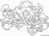 Coloring Tea Party Pages Colorkid Alice Wonderland Alices sketch template