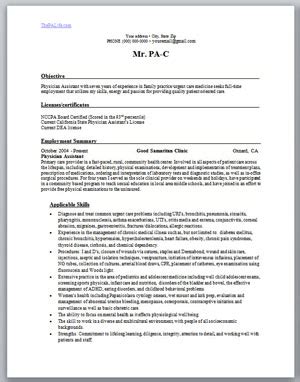 resume  cv  physician assistant