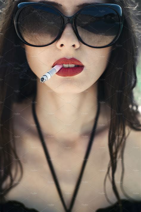 beautiful girl smokes ~ beauty and fashion photos ~ creative market