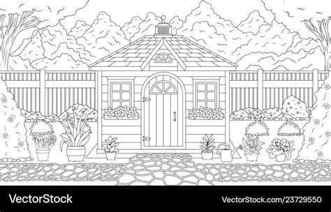 garden house coloring royalty  vector image