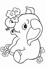 Elephant Coloring Pages Baby Jungle Printable Cute Kids Animal Cartoon Choose Board Print sketch template